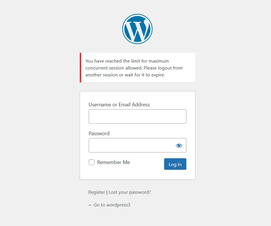 Session Limit - Show session limit reach message