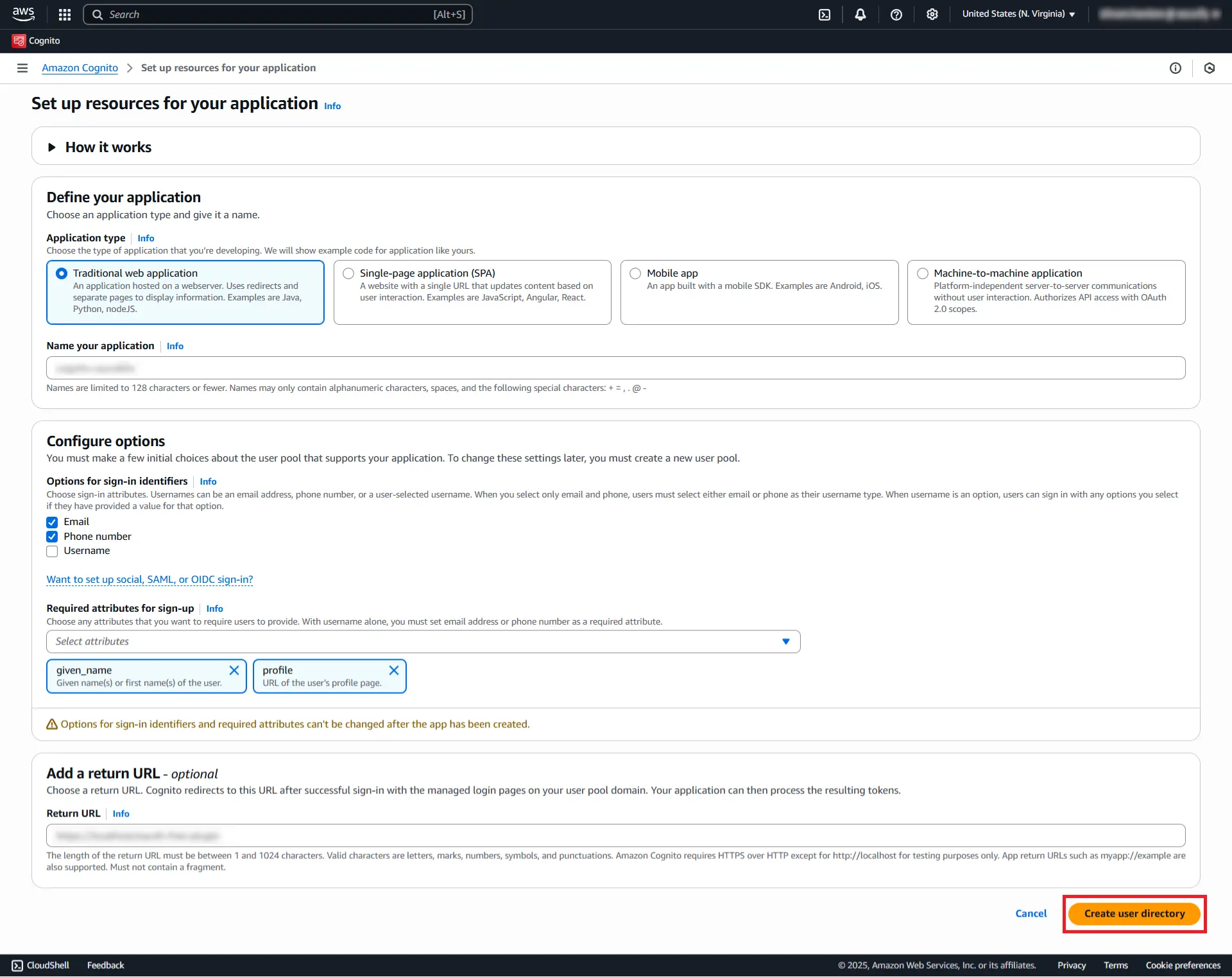 AWS Cognito Single Sign-On (SSO) - configure sign in experience