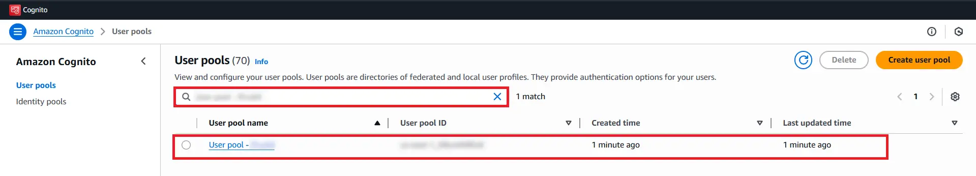 AWS Cognito Single Sign-On (SSO) - select your pool name 