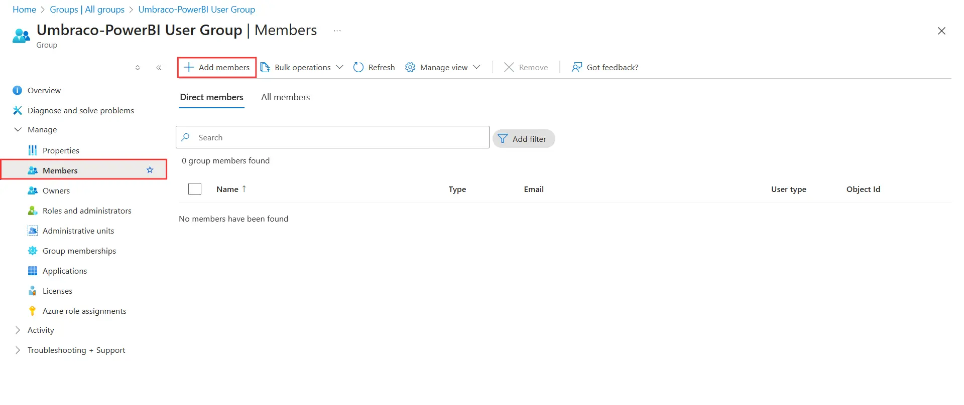 Azure active directory - Add Members