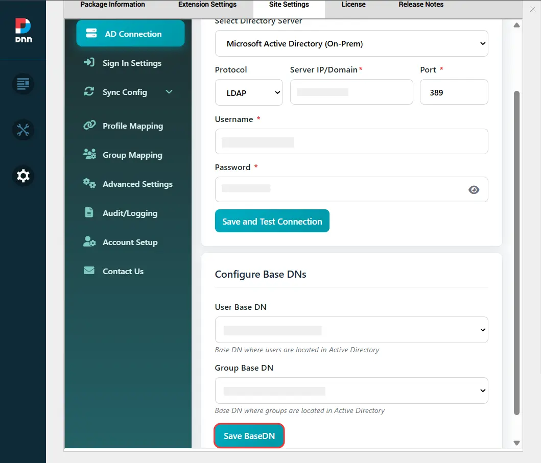 Configure Base DN