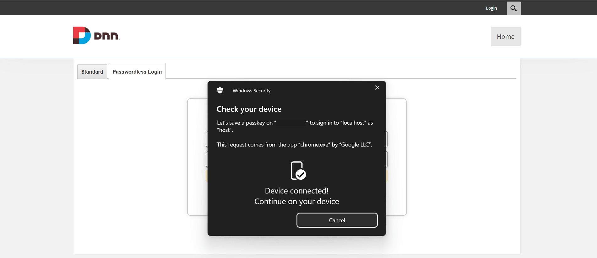 PassKey Device Connected