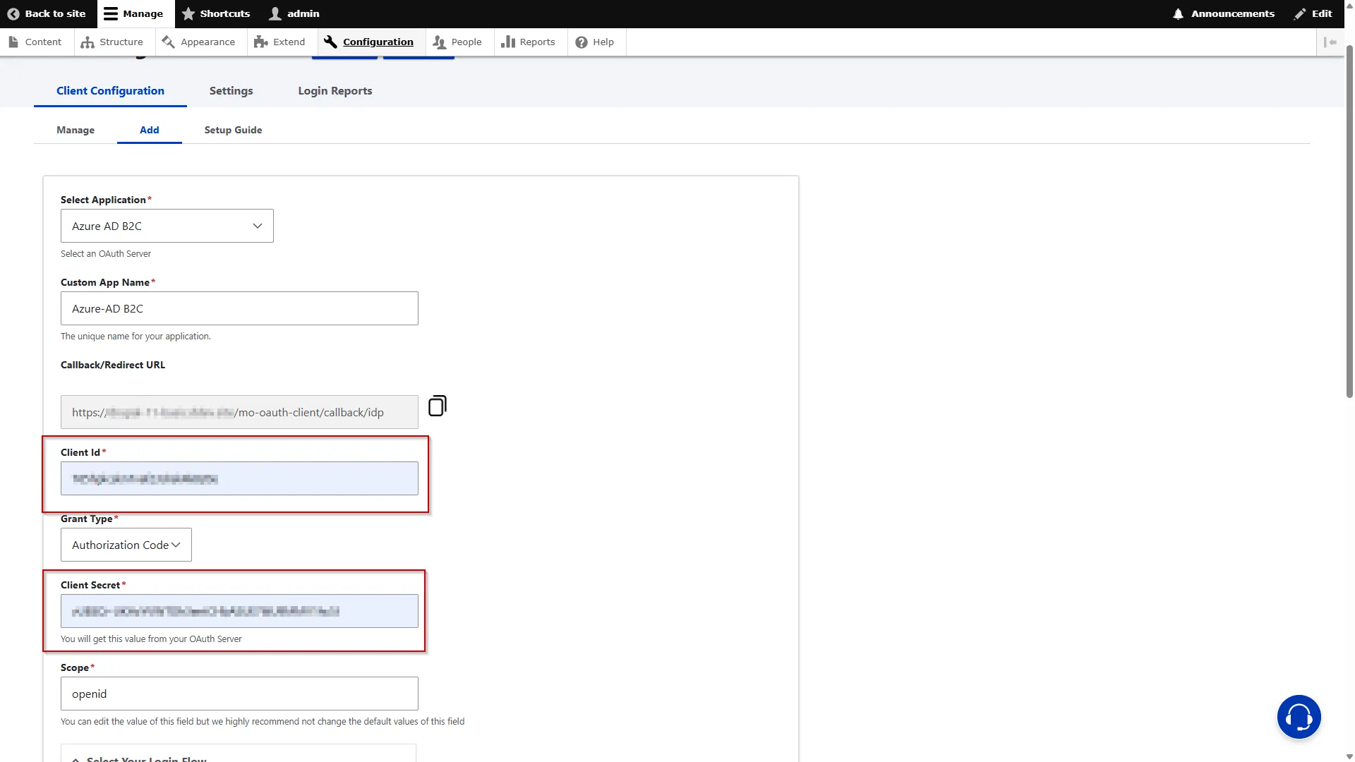 Drupal-Auth-SSO-AWS Cognito-Paste-Client-Credentials