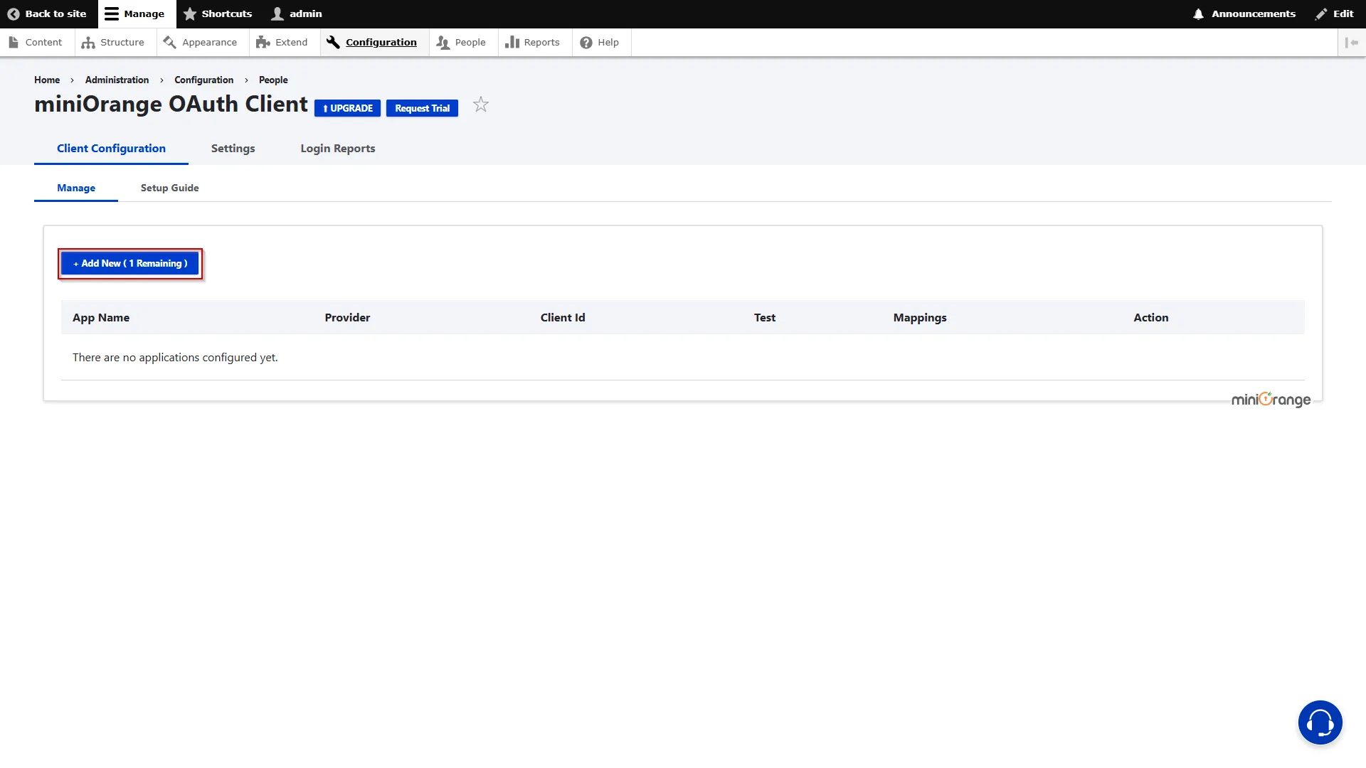 Drupal OAuth Client - Click Add New