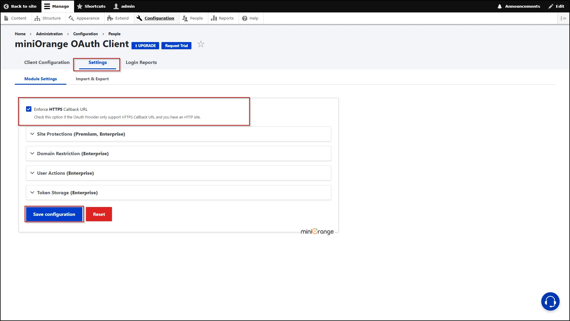 Drupal OAuth Client - Enforce HTTPS Callback URL