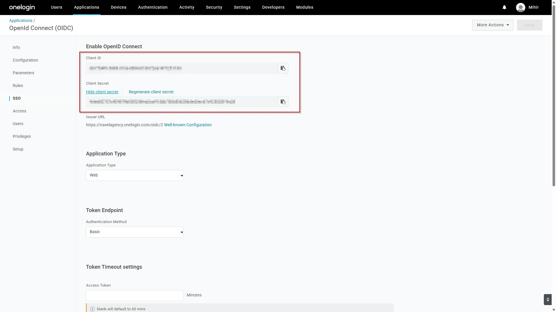 Onelogin OpenID Single Sign-On Login - On the Enable OpenID Connect section, copy the Client ID and secret