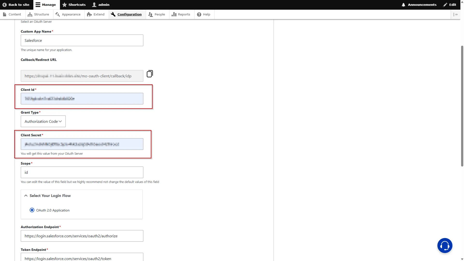 Drupal-Auth-SSO-Salesforce-Paste-Client-Credentials