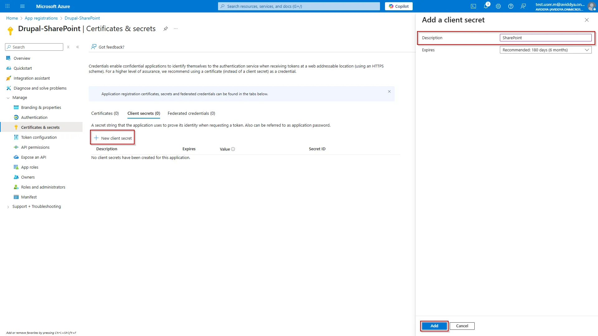 Drupal SharePoint - Click Add button