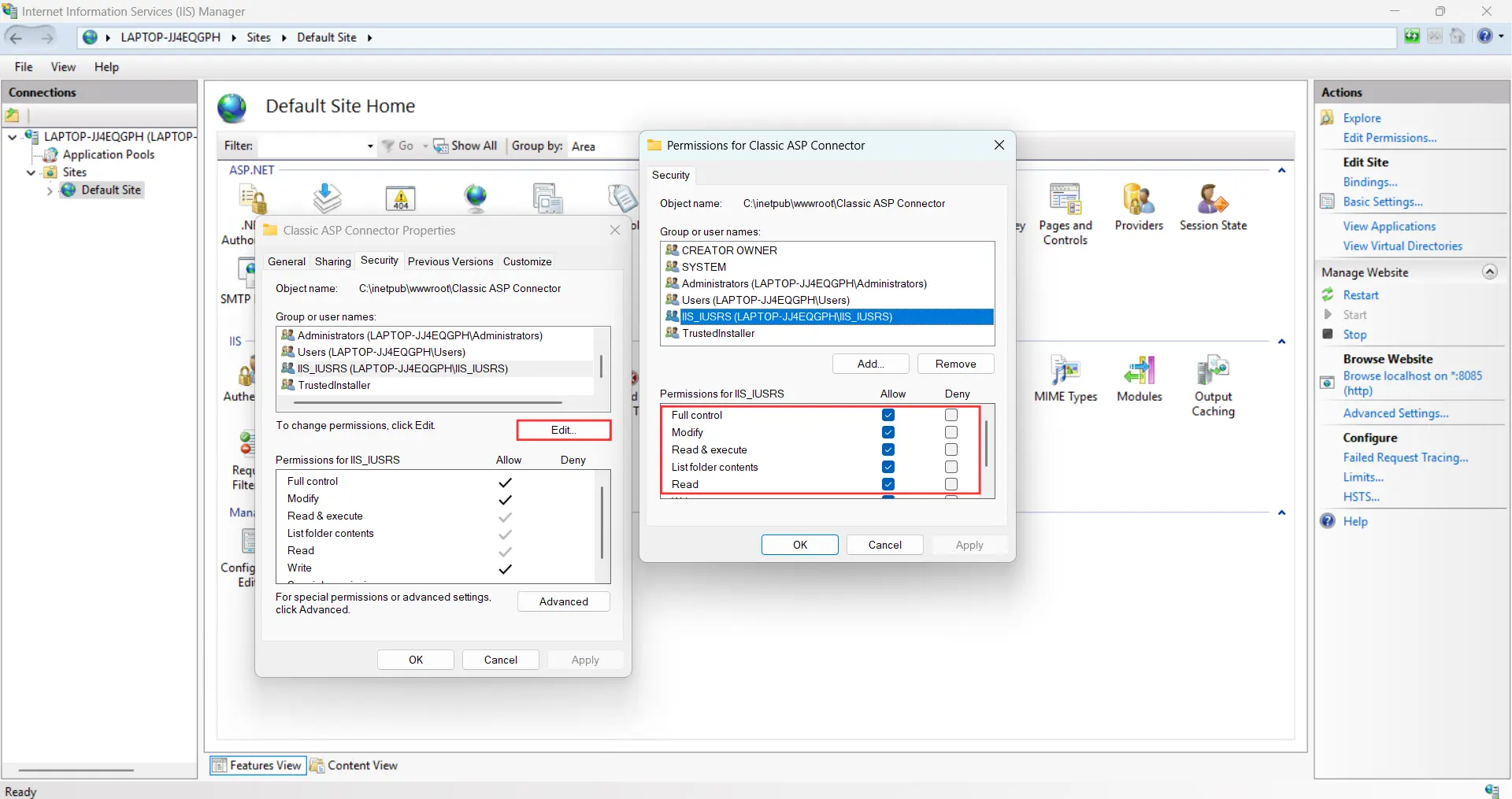 Permissions for IIS_IUSRS