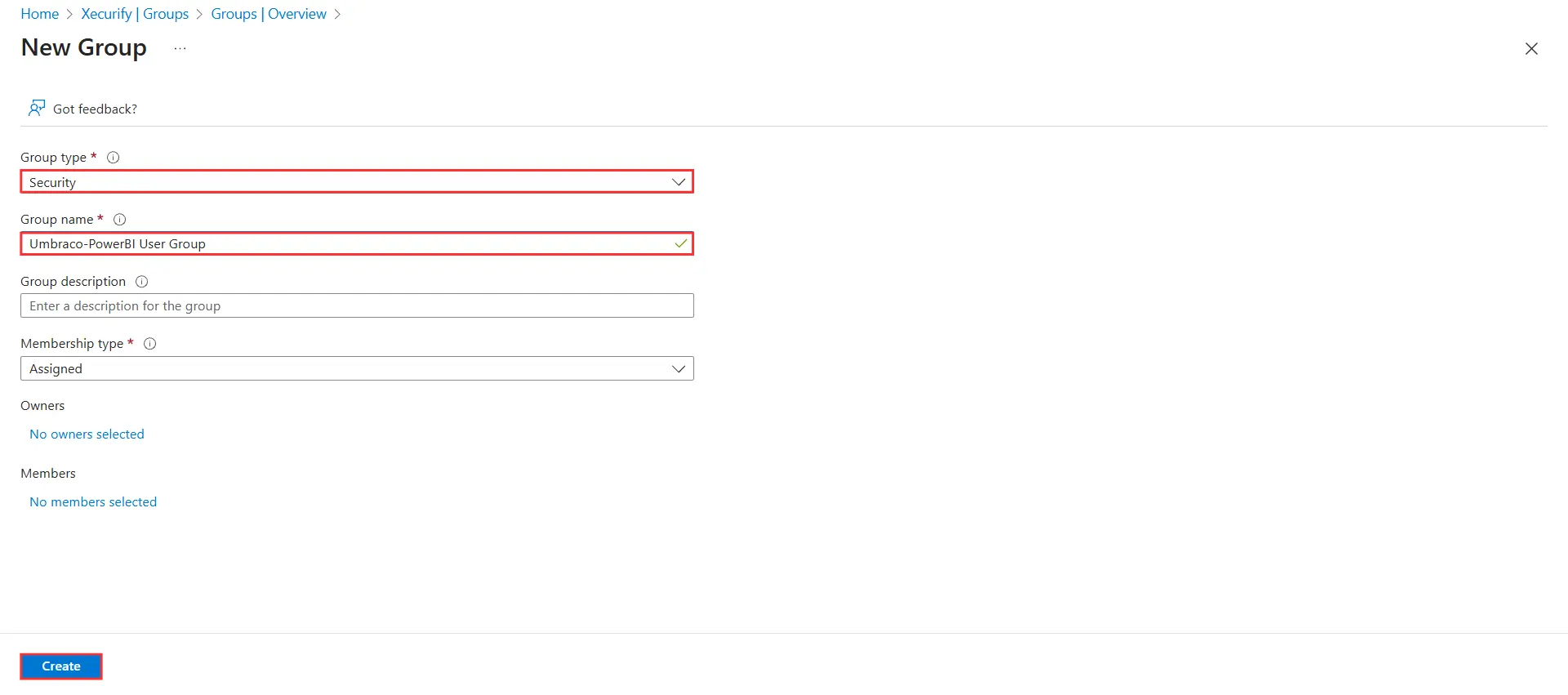 Azure active directory - New Group