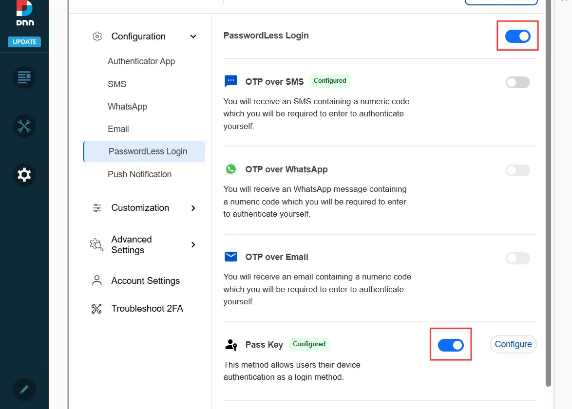Enable 2FA for End Users