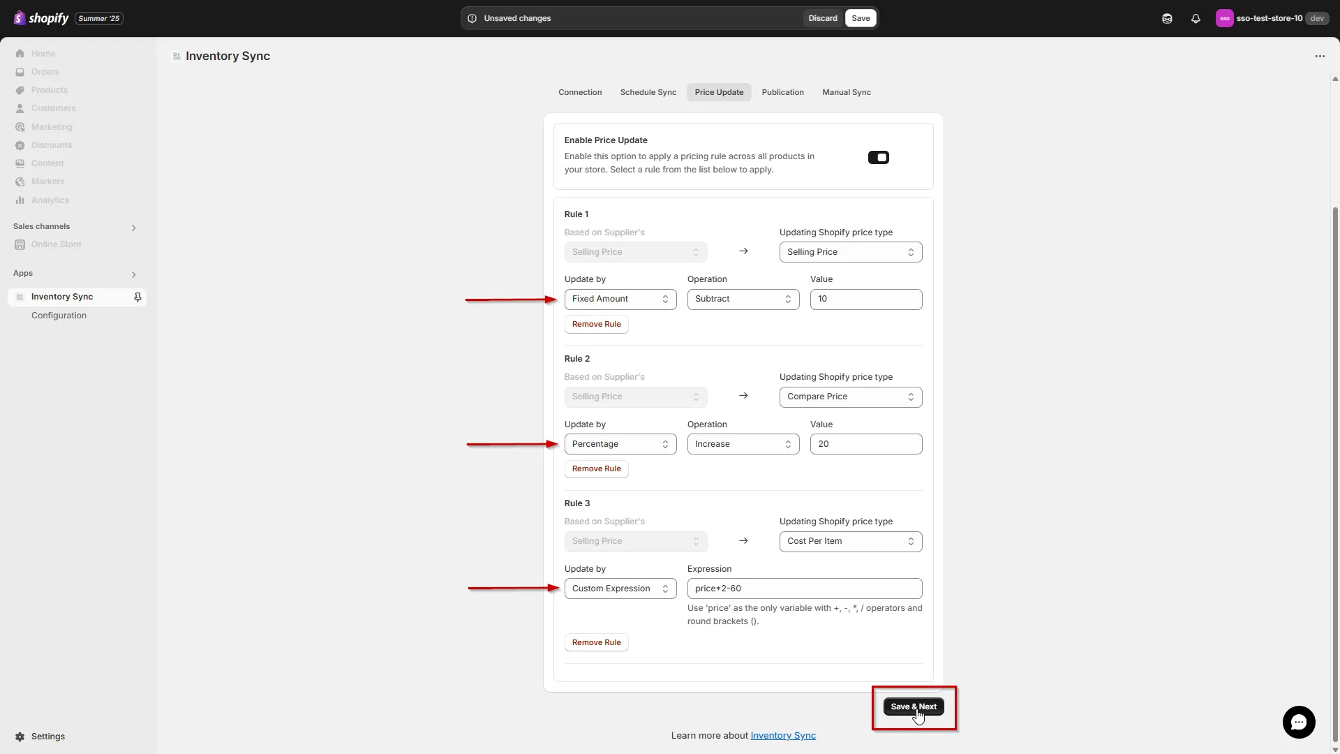 Shopify S&S Activewear Integration - Price rule update
