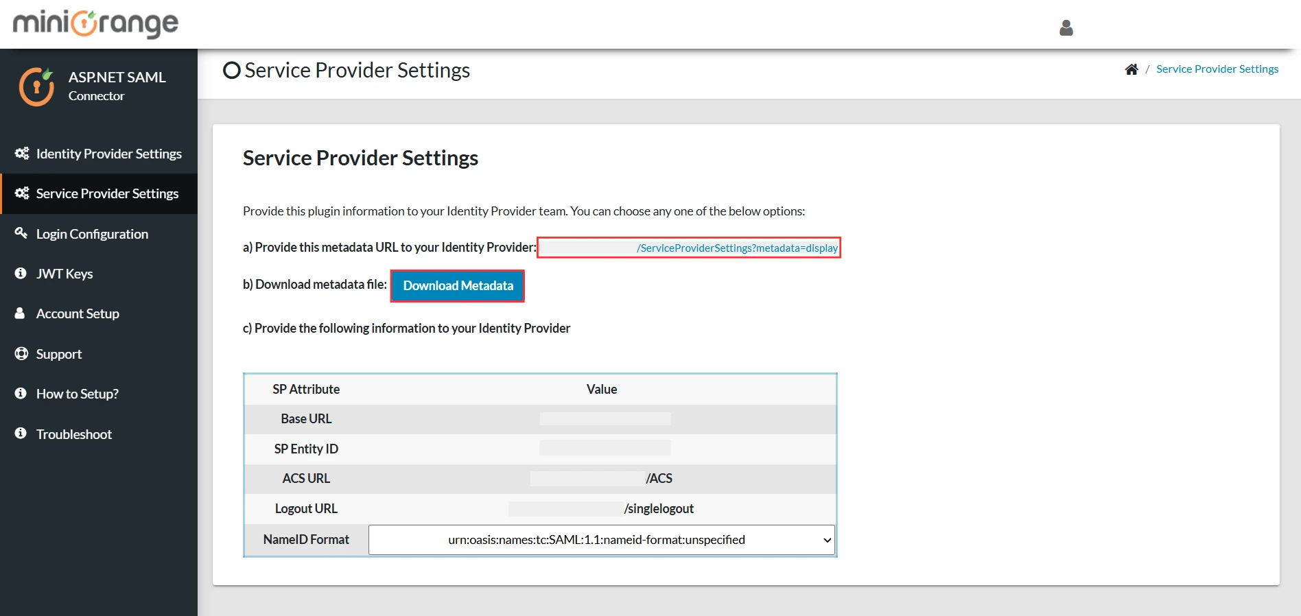 Service Provider Settings