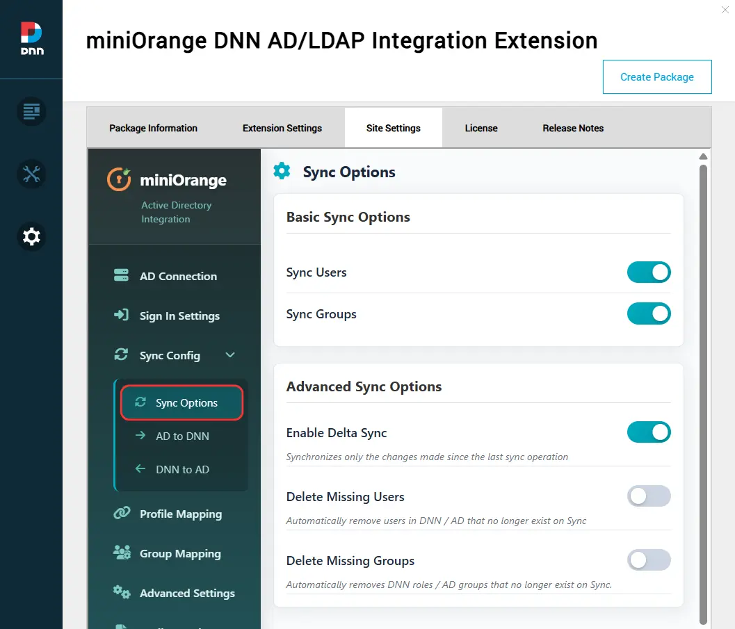 Sync Options