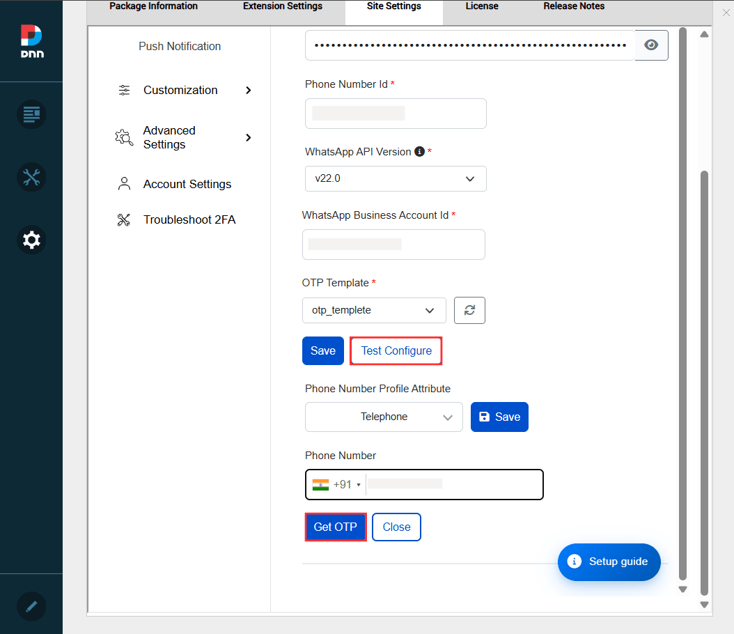 Test Configure