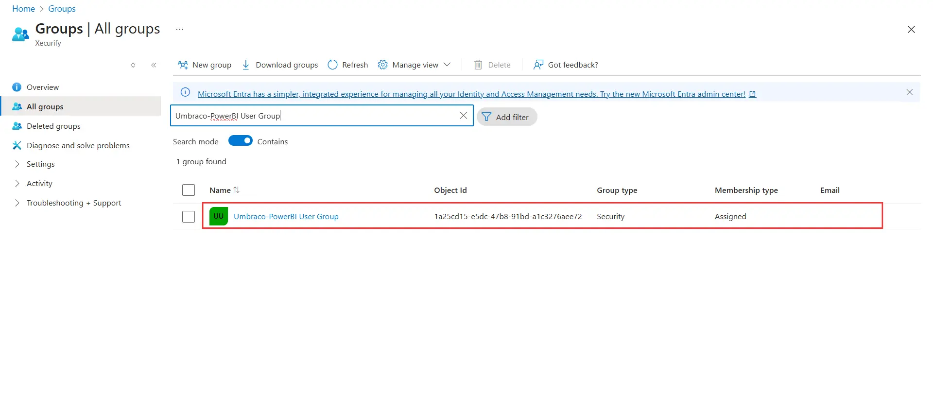Azure active directory - New Created Security Groups