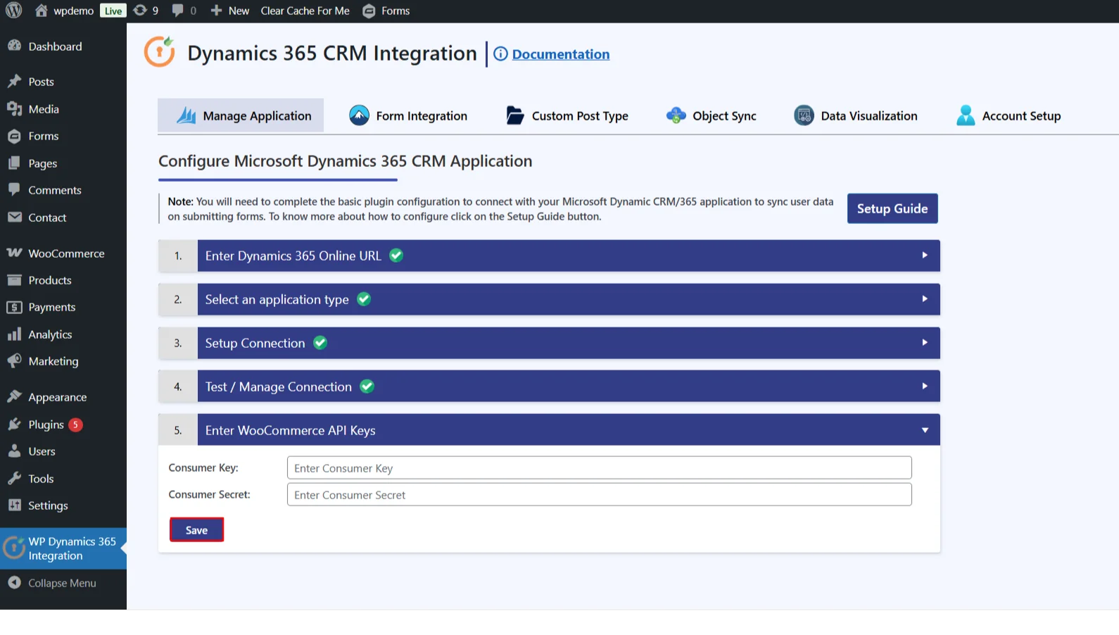 WooCommerce Object Sync with Dynamics CRM | Manage Application