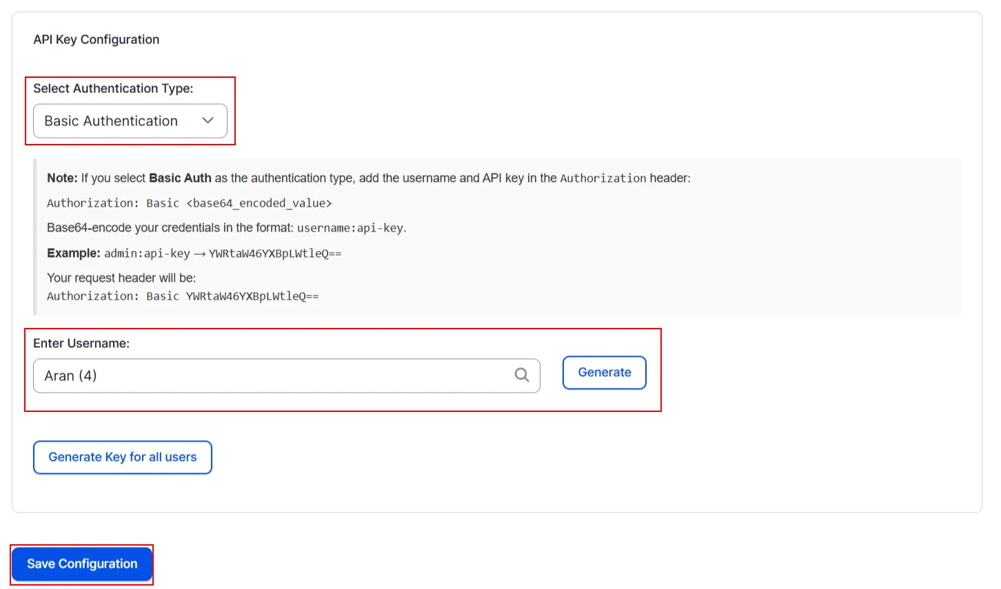 Drupal API Authentication Enter Username to create API key