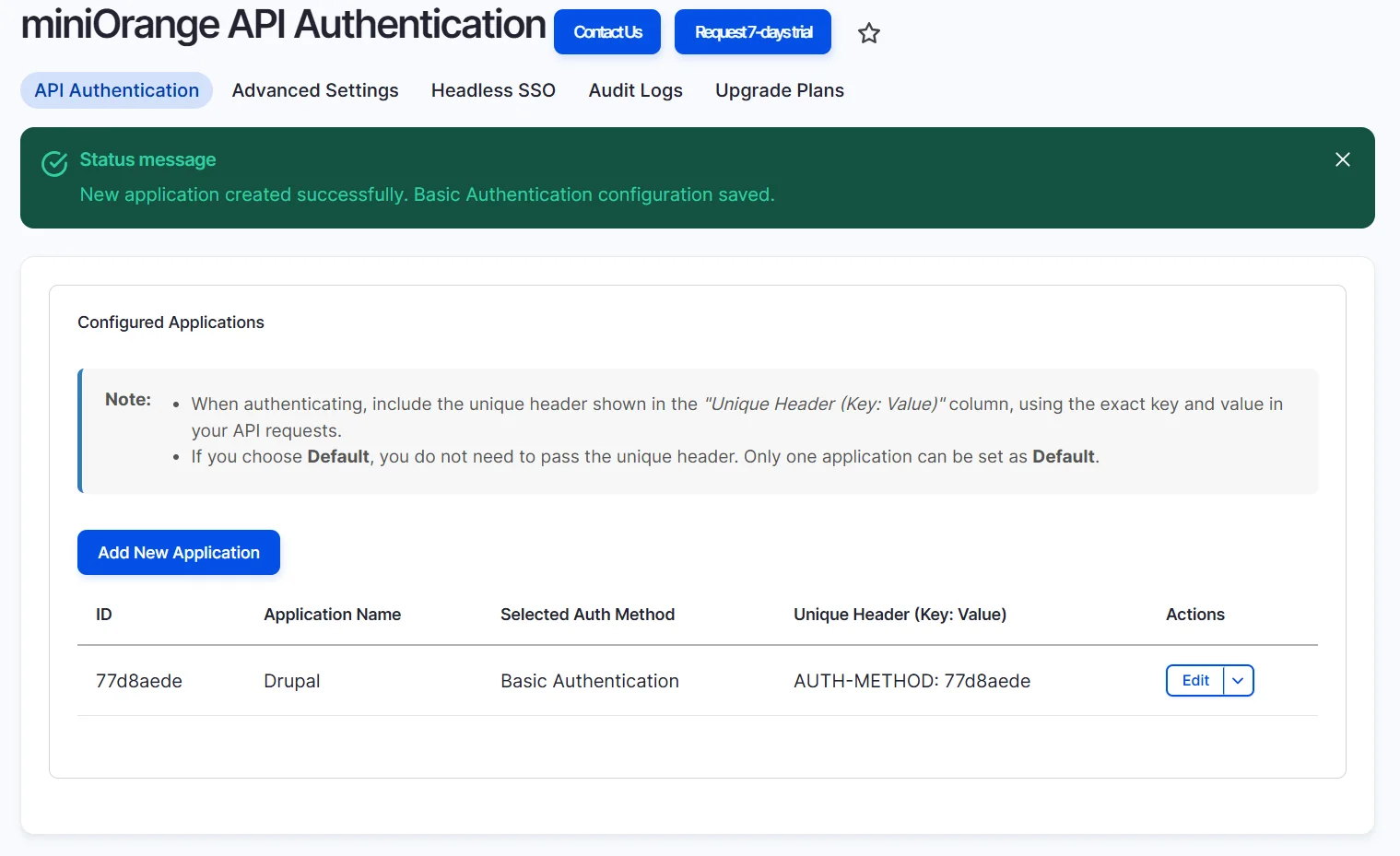Drupal API Authentication basic authentication method configured successfully