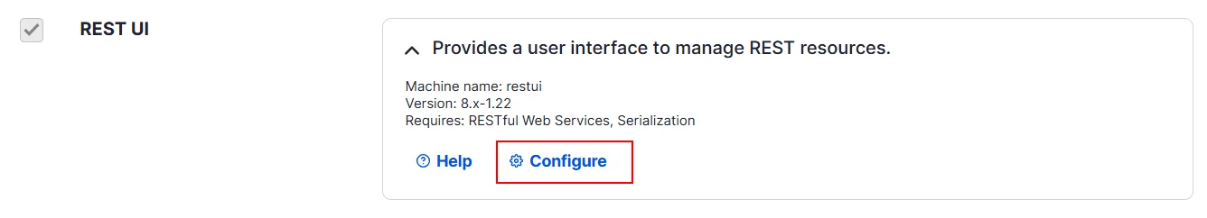 Drupal API Authentication REST UI Configure