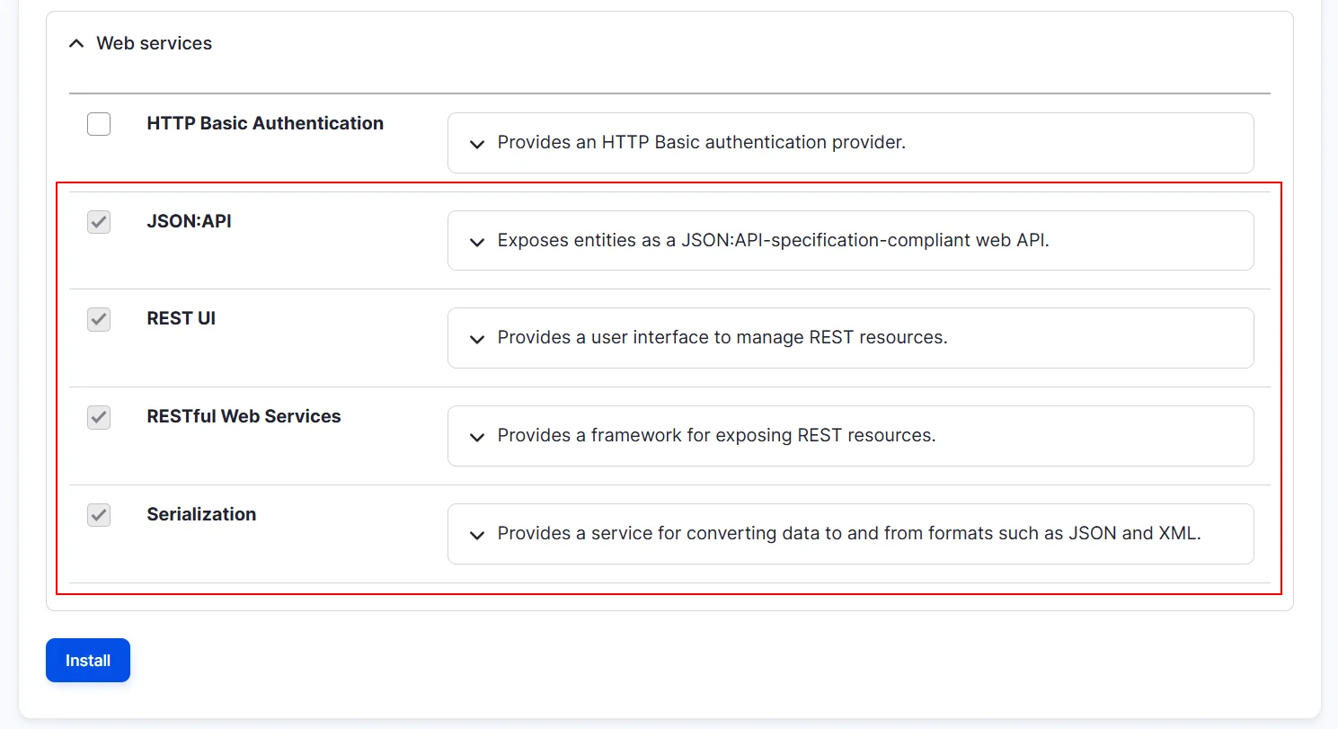 Drupal API Authentication install the modules