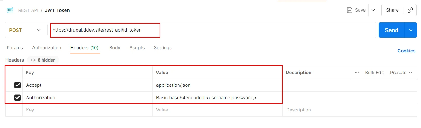 Drupal API Authentication basic authentication method configured successfully