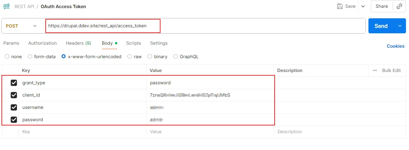 Drupal API Authentication Postman request