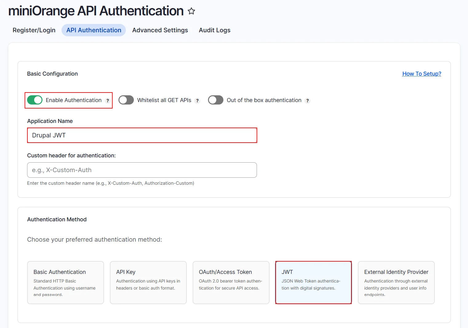 Drupal API Authentication enable basic authentication