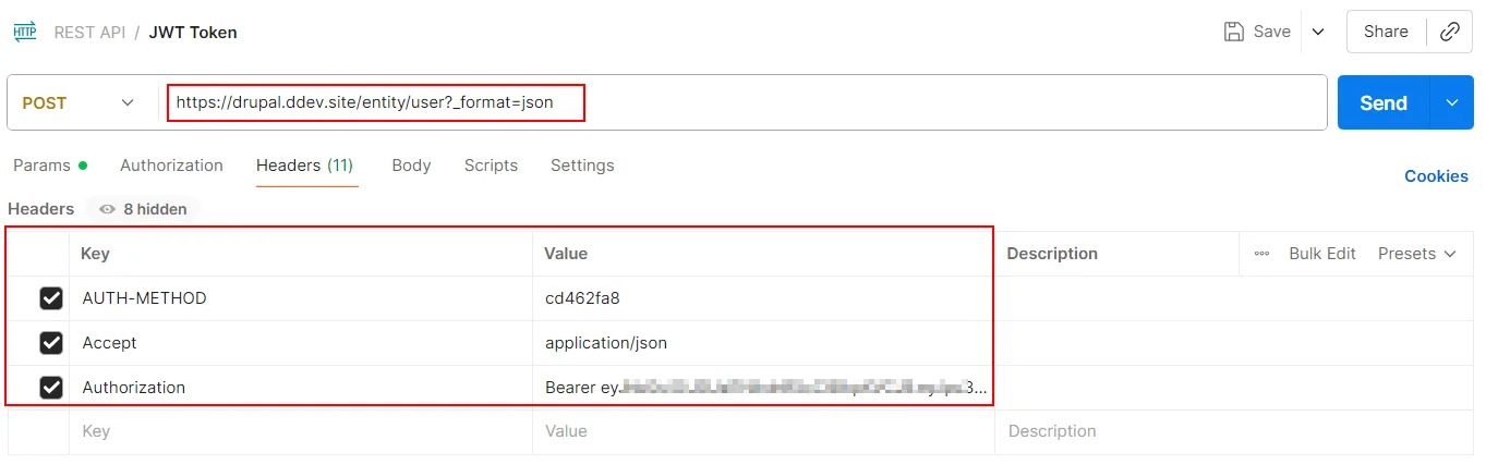 Drupal API Authentication Postman request