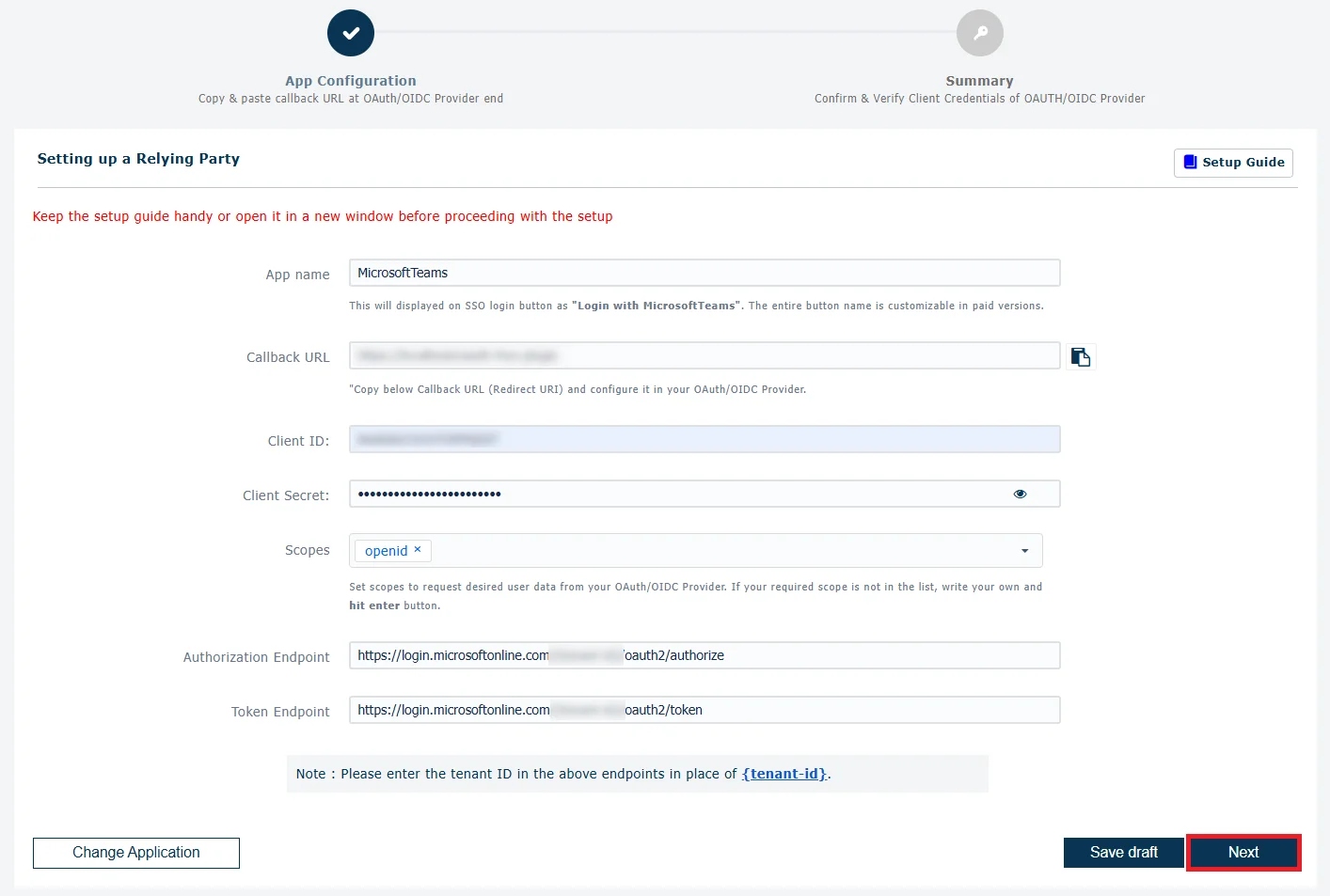 Microsoft Teams Single Sign-On (SSO) OAuth - Client ID & Client Secret 