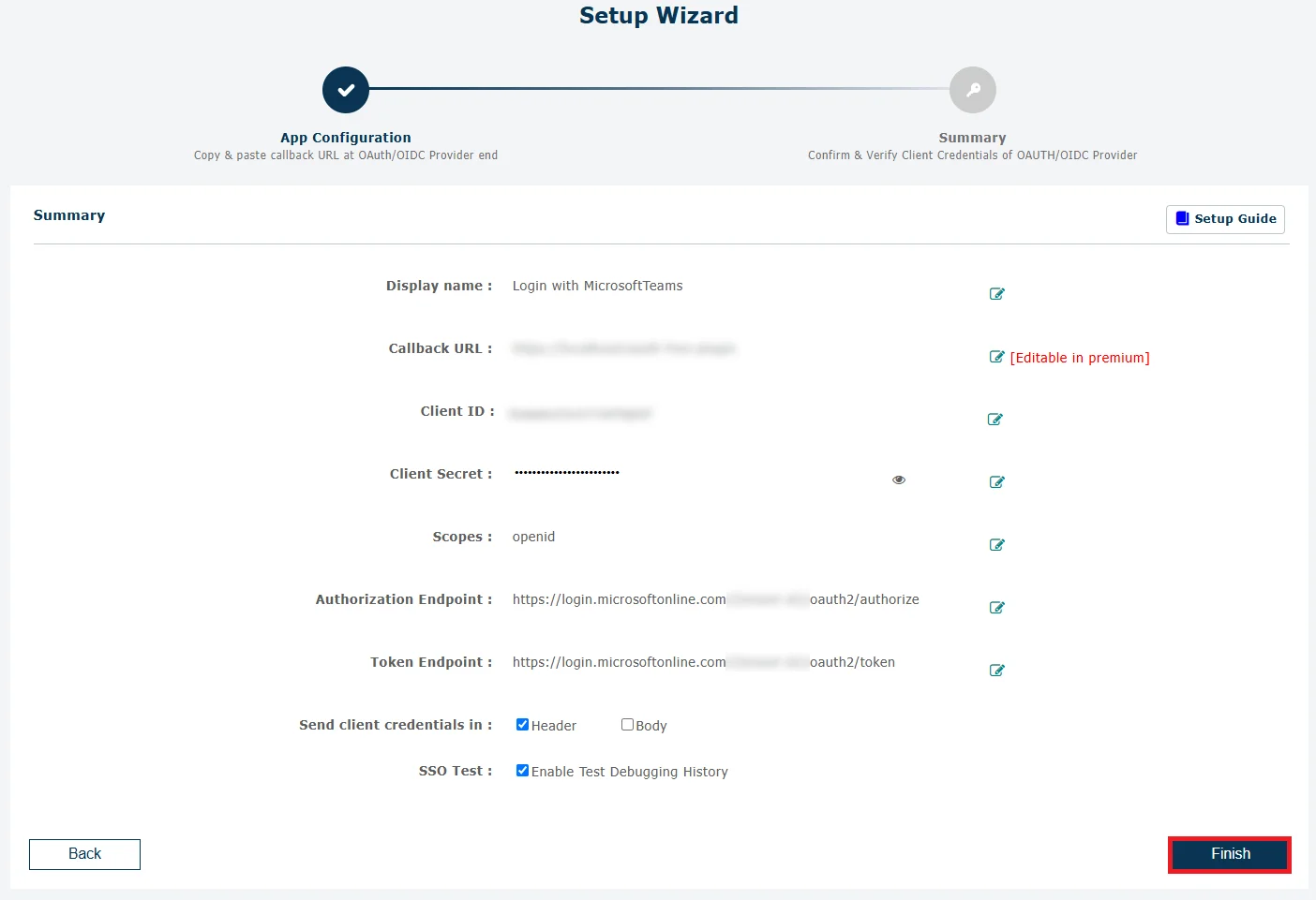 Microsoft Teams Single Sign-On (SSO) OAuth - Finish configuration