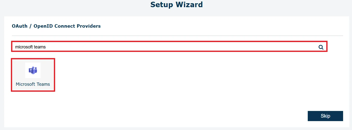 Microsoft Teams Single Sign-On (SSO) OAuth - Select Application