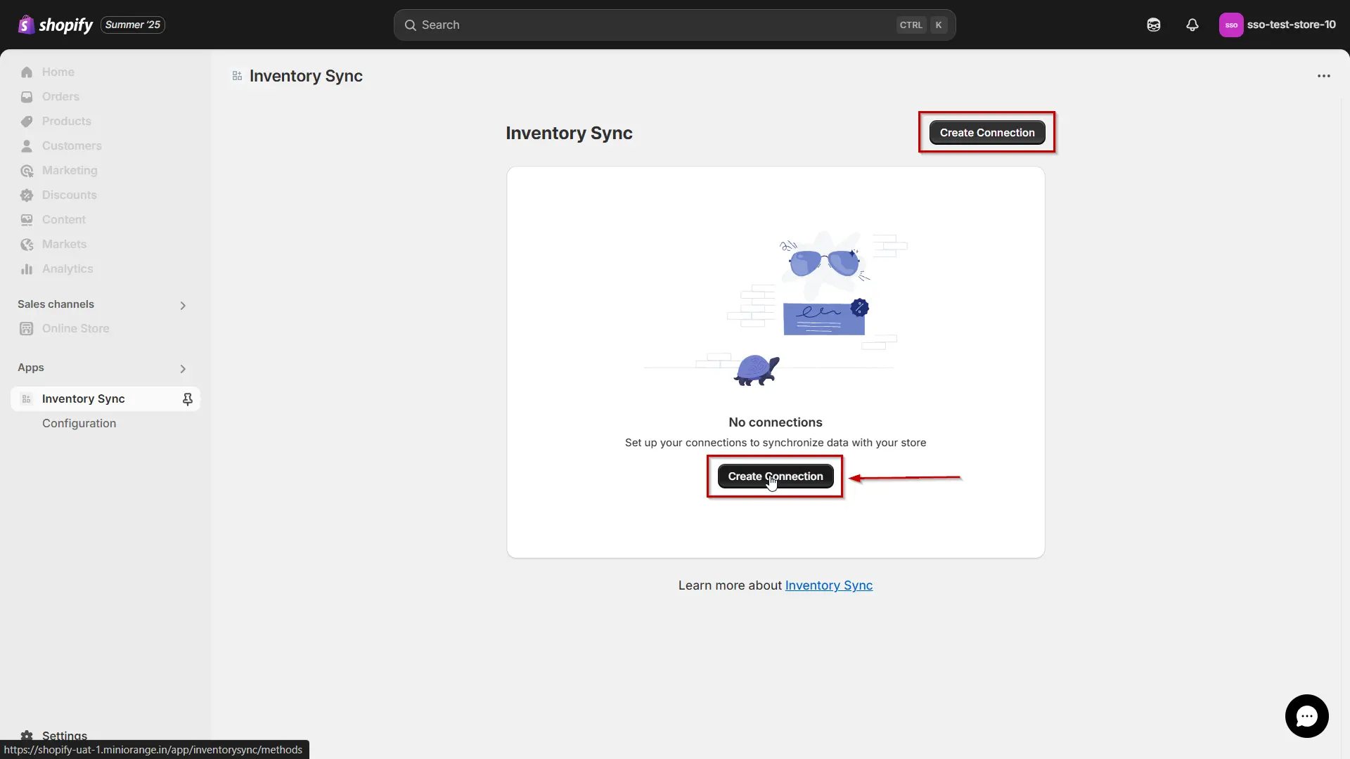 Shopify Inventory Store to Store Sync - Create Connection