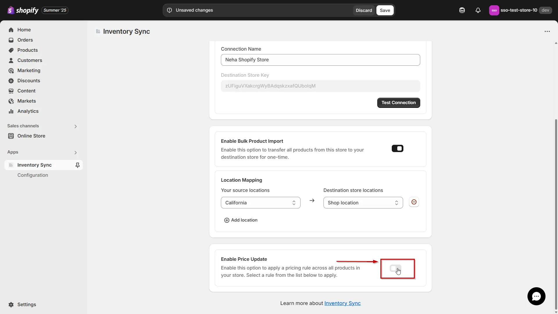 Shopify Inventory Store to Store Sync - Enable price