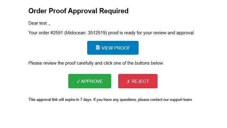 View midocean order proof preview in WooCommerce