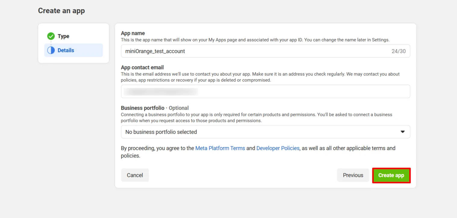 WhatsApp Business Account - Create App