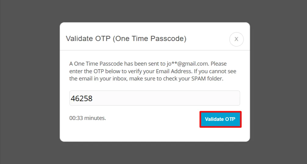 WooCommerce Registration Form OTP - Enter OTP