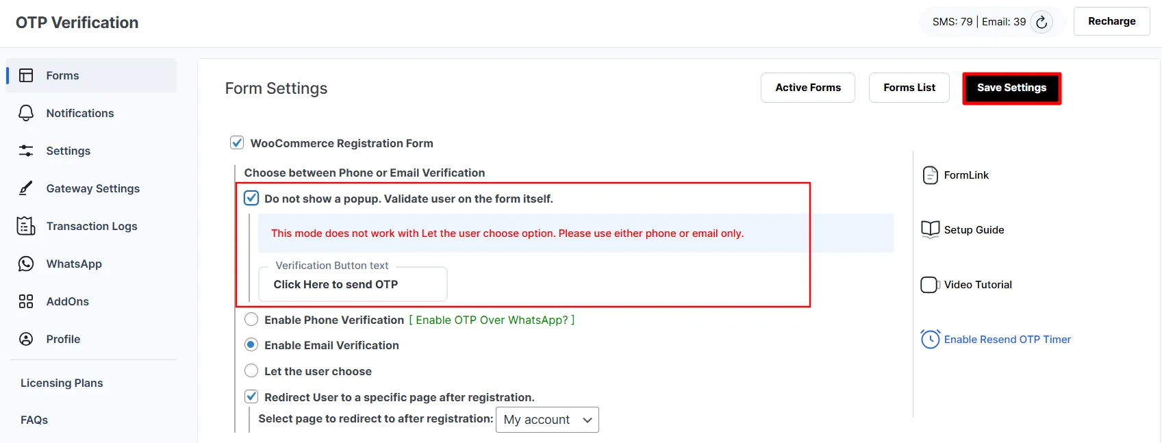 Customer Registration Form - Enable email Verification on page