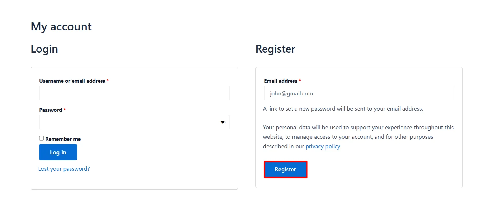 WooCommerce Registration Form OTP - Enter email