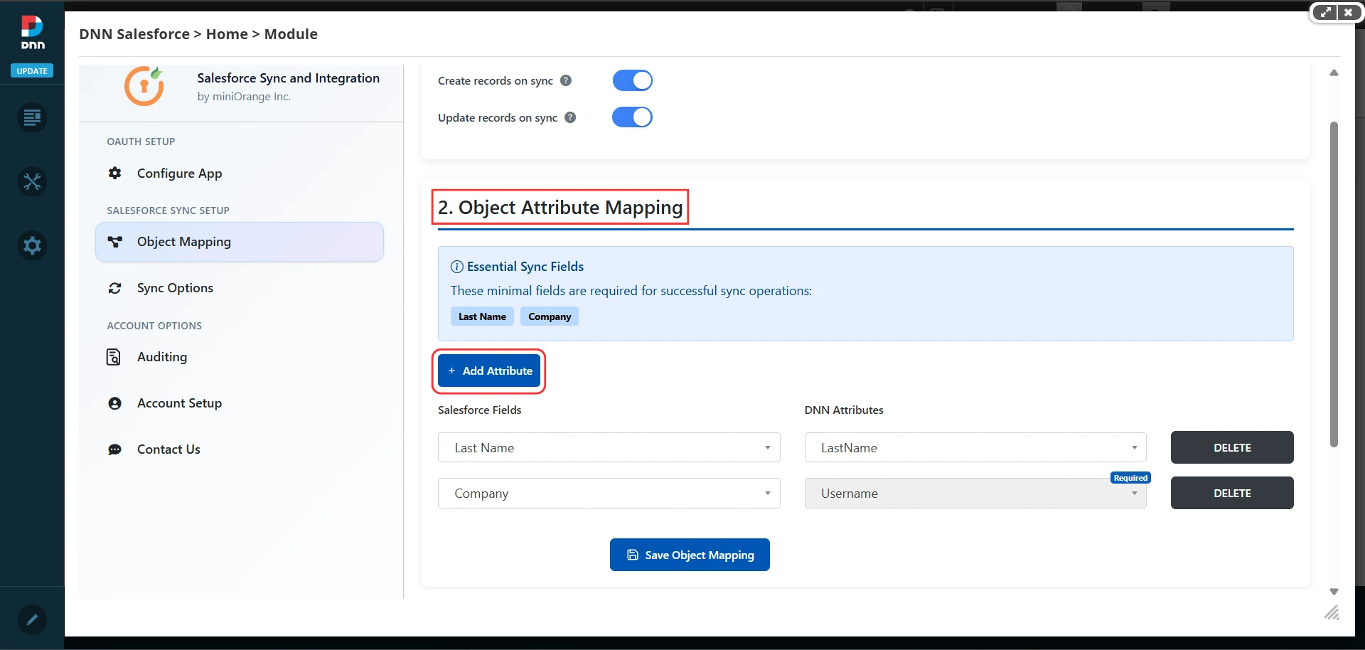 Object Attribute Mapping