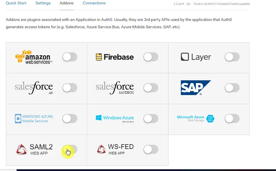 Addons SAML2 Web App
