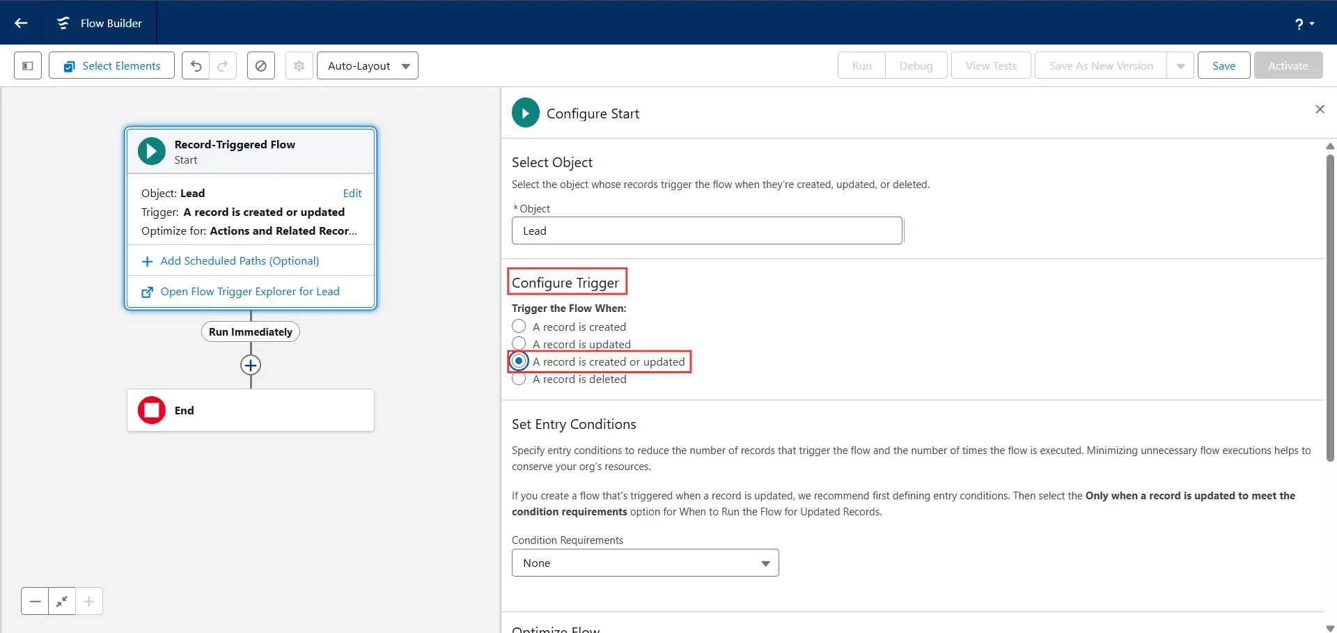 Configure trigger