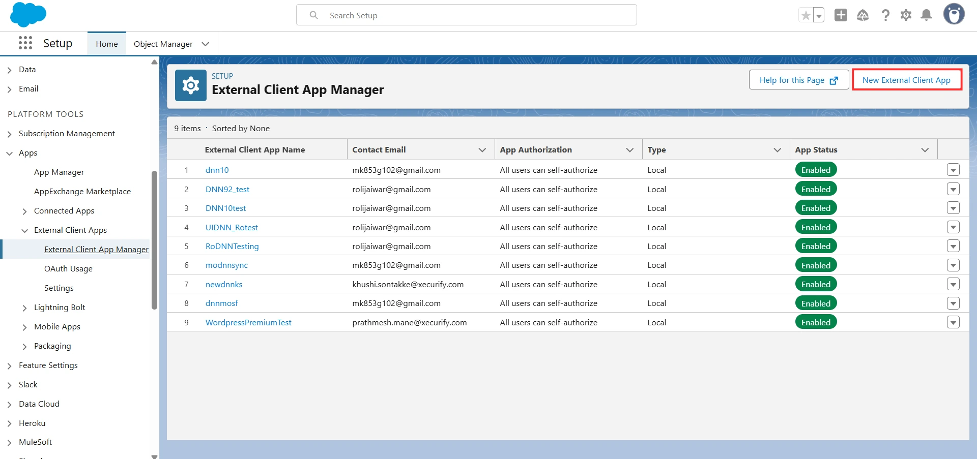 Configure Salesforce for Object sync - NewApp