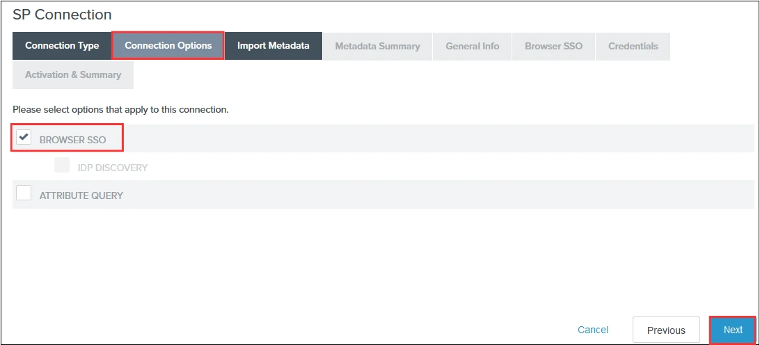 PingFederate - Connection Options