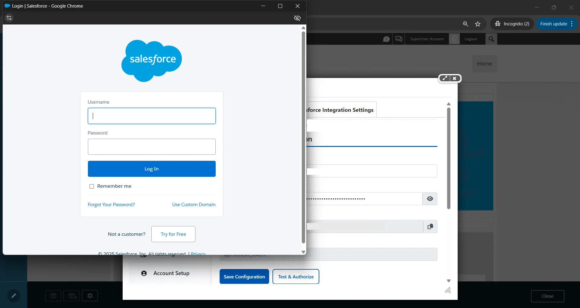 Salesforce - Enter Credentials