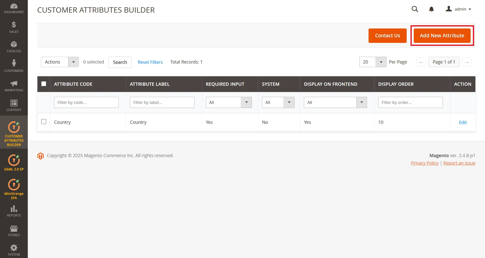 Add New Attribute - Magento Customer Attribute Builder
