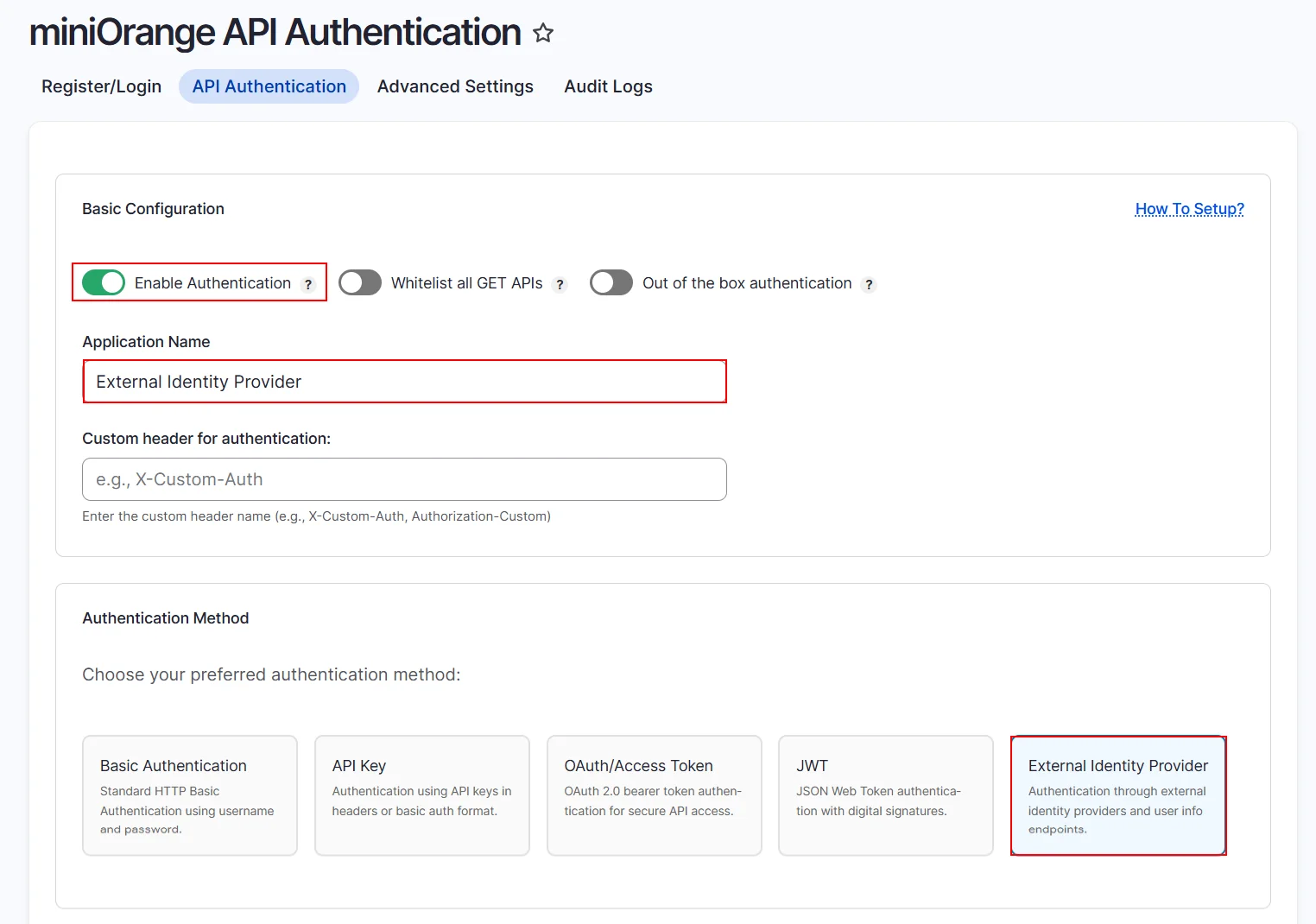 Drupal API Authentication select External Identity Provider method