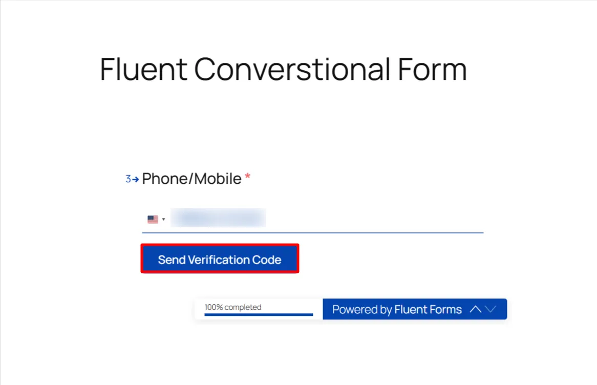 WP Fluent Conversational Form OTP - Select Country code