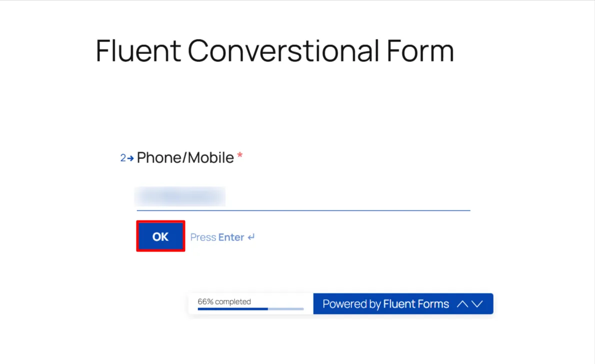 WP Fluent Conversational Form OTP - Enter Phone number
