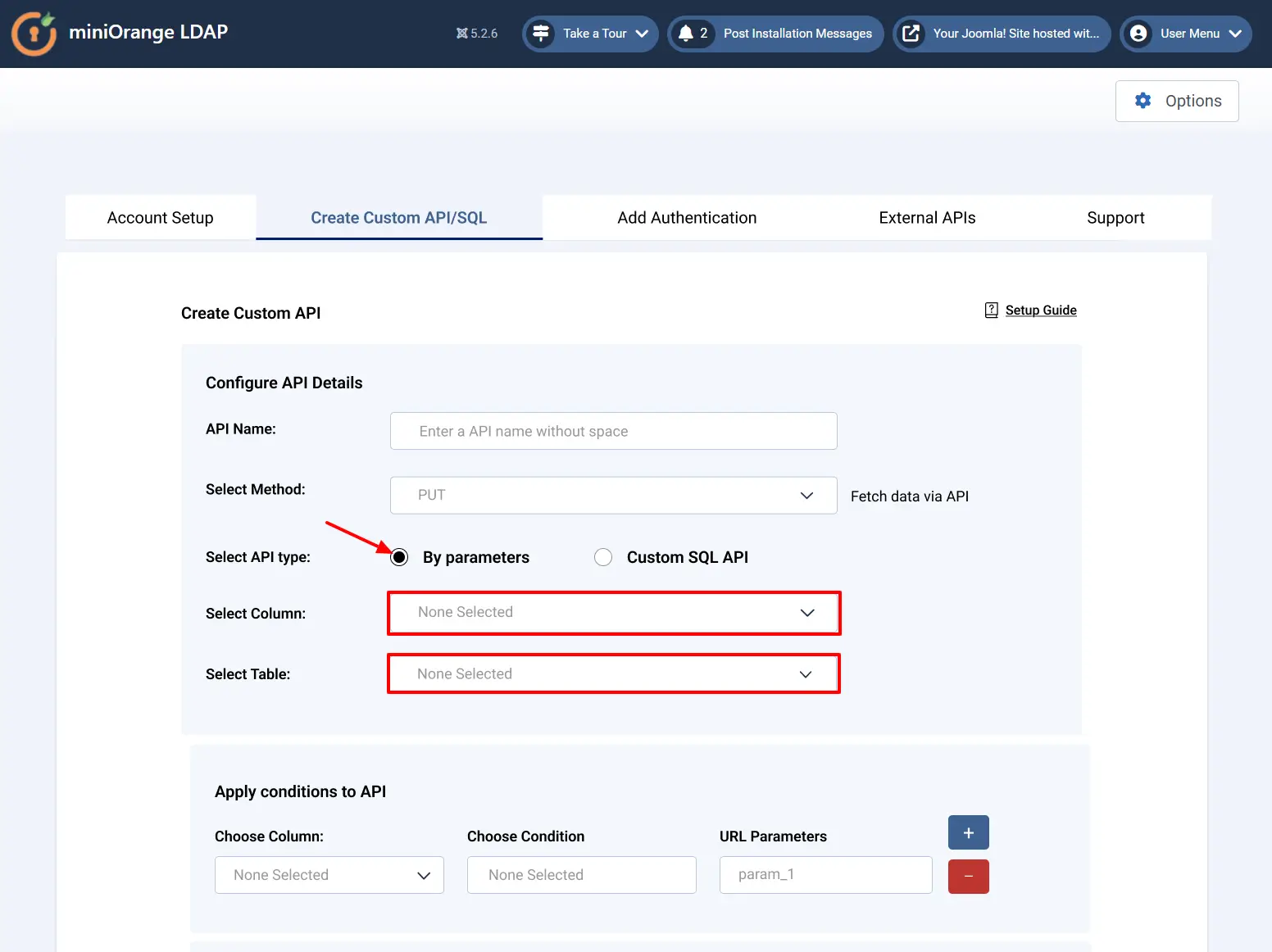 Joomla Custom API - Configure API Details